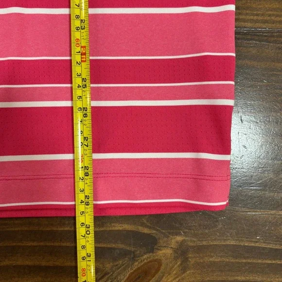 NIKE GOLF Mens Medium Pink Striped Dri Fit Polo Shirt Tour Performance - Picture 7 of 7